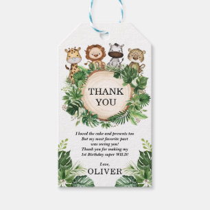 Rustic Tropical Jungle Wild Animals Boys Birthday  Gift Tags