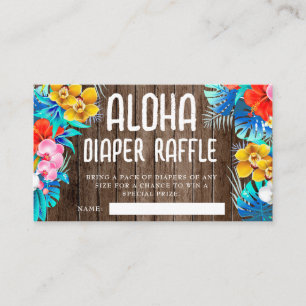 Rustic Tropical Leaves Aloha Diaper Raffle Enclosure Card