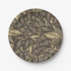 Rustic Tropical Leaves Botanical Elegant Vintage Paper Plate