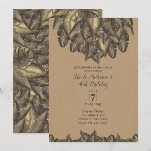 Rustic Tropical Leaves Botanical Vintage Birthday Invitation