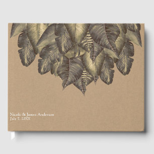 Rustic Tropical Leaves Vintage Botanical Wedding Guest Book
