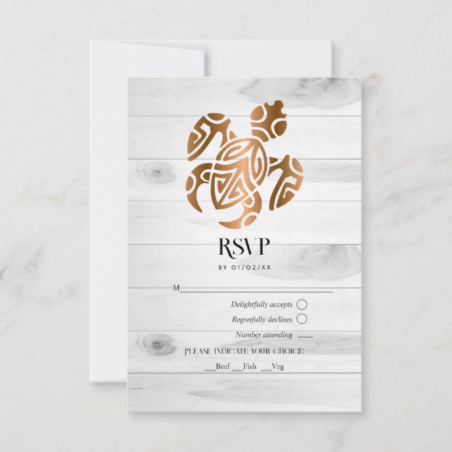 Rustic Tropical Mystic Island Wedding RSVP Card (Front)