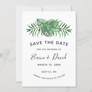 Rustic Tropical Nature Botanical Greenery Wedding Save The Date