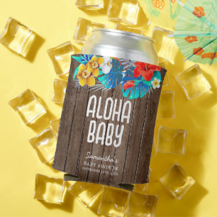 Rustic Tropical Palm Leaves Aloha Baby Shower  Gif Can Cooler