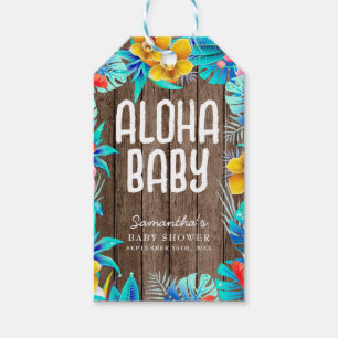 Rustic Tropical Palm Leaves Aloha Baby Shower Gift Tags