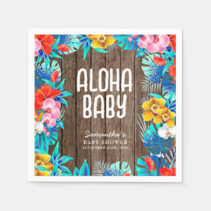 Rustic Tropical Palm Leaves Aloha Baby Shower Napkin