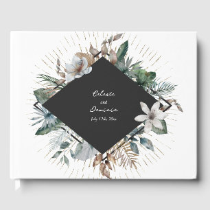 Rustic Tropical Palm Leaves Botanical Wedding Guest Book