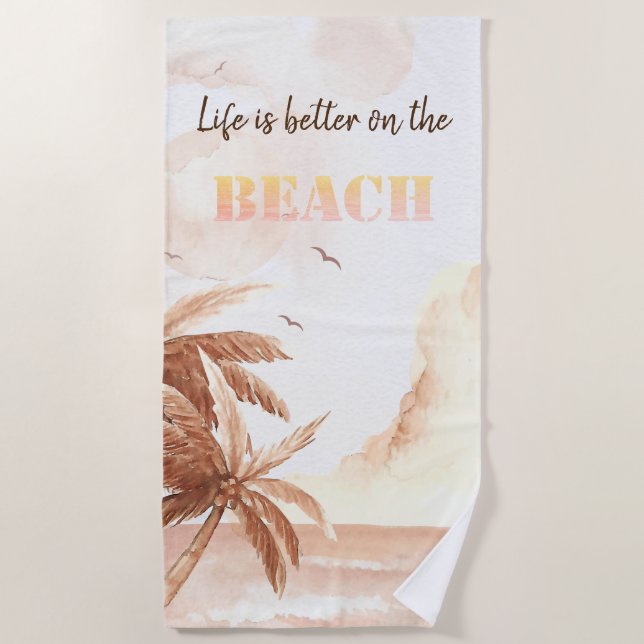 Rustic Tropical Palms Beach Towel (Front)