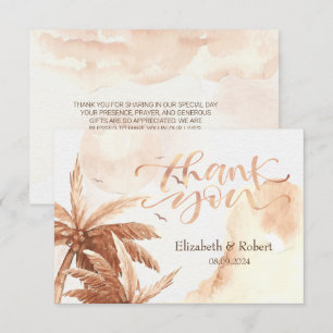 Rustic Tropical Palms Wedding Thank You Card