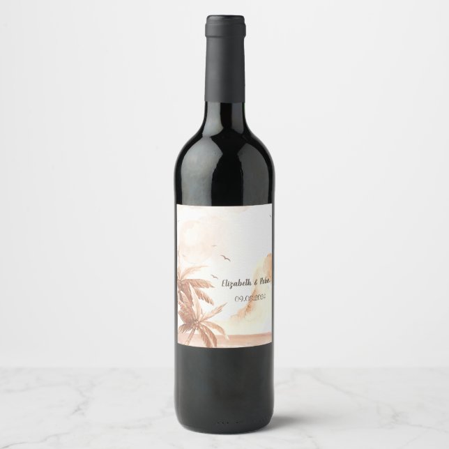Rustic Tropical Palms Wine Label (Front)