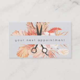 Rustic Tropical Salon Scissors Logo Appointment Business Card