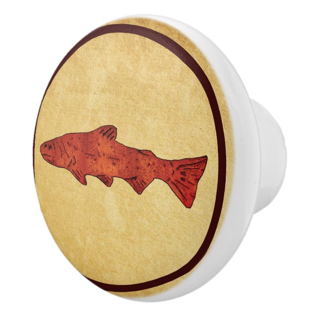 Rustic Trout Ceramic Knob (Right)