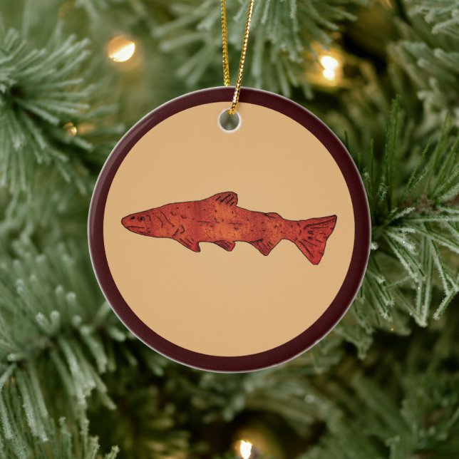 Rustic Trout Ceramic Tree Decoration (Tree)