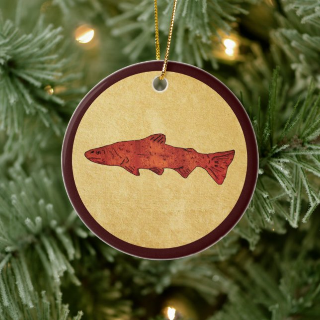 Rustic Trout Ceramic Tree Decoration (Tree)