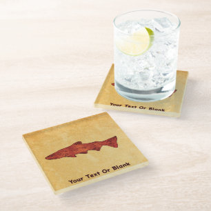 Rustic Trout Glass Coaster
