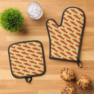 Rustic Trout Oven Mitt & Pot Holder Set