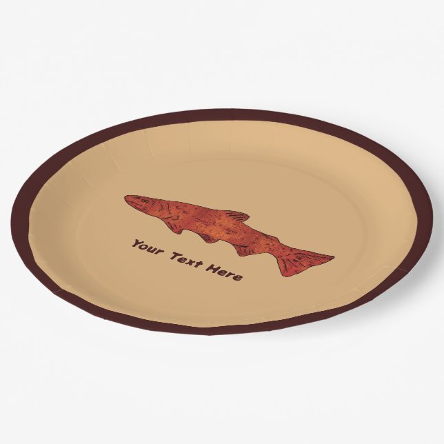 Rustic Trout Paper Plate (Angled)