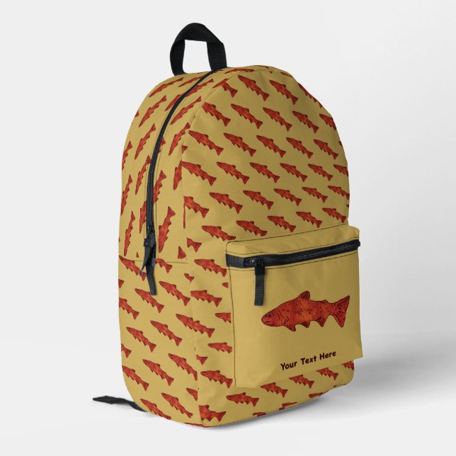 Rustic Trout Printed Backpack (Back Corner Left)
