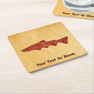 Rustic Trout Square Paper Coaster