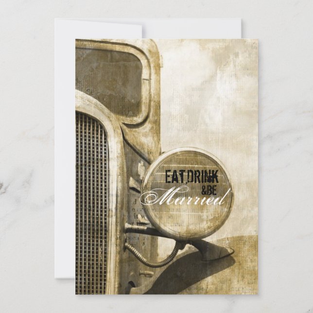 Rustic Truck Country farm Wedding Rehearsal Dinner Invitation (Back)