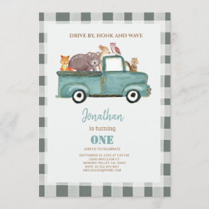 Rustic Truck First Birthday Drive By Birthday Invitation
