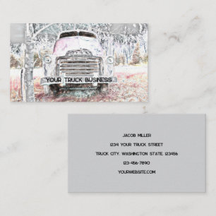 Rustic Truck Vintage White Grey Retro Distressed Business Card