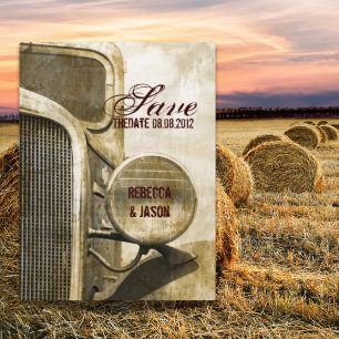 Rustic Truck Western Farm Wedding save the date Announcement Postcard