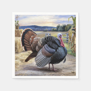 Rustic Turkey Farm Thanksgiving Decoupage Art Napkin