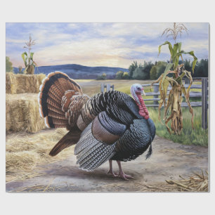 Rustic Turkey Farm Thanksgiving Decoupage Wrapping Paper