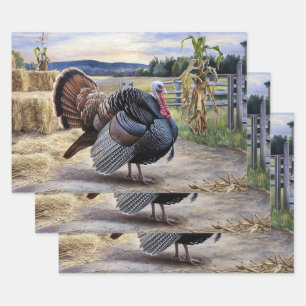 Rustic Turkey Farm Thanksgiving Decoupage Wrapping Paper Sheet