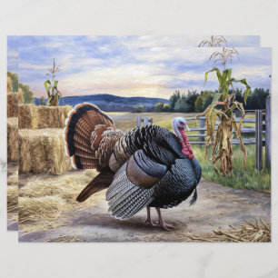 Rustic Turkey Farm Thanksgiving Scrapbook Paper