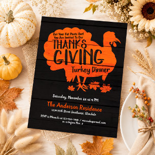 Rustic Turkey Thanksgiving Invitation
