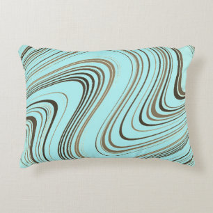 Rustic Turquoise and Gold Curvy Decorative Cushion