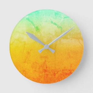 Rustic Turquoise and Gold Round Clock