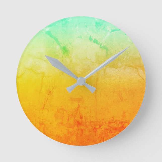 Rustic Turquoise and Gold Round Clock (Front)