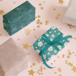Rustic Turquoise & Beige Vintage Snowflake Xmas Wrapping Paper Sheet