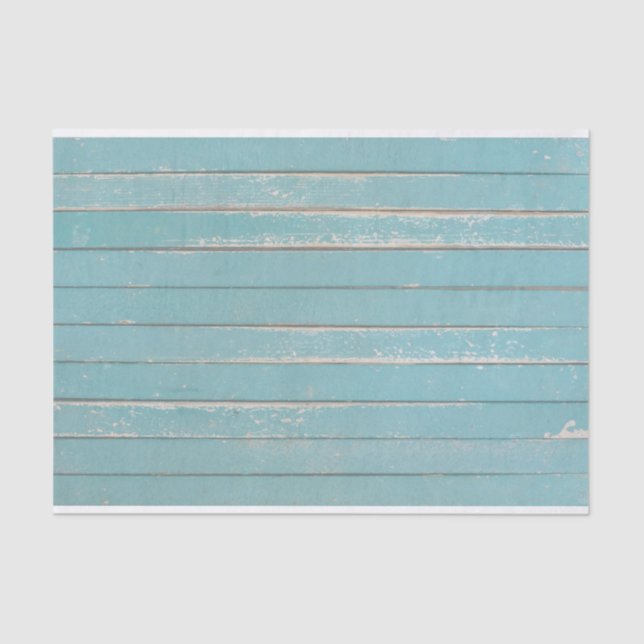 Rustic Turquoise Blue Wood Bohemian Barn Boards Tissue Paper (Front)