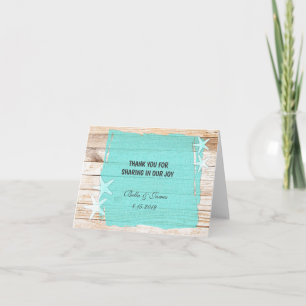 Rustic Turquoise Starfish Thank You Card