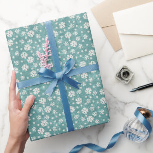 Rustic Turquoise Vintage Snowflake Christmas Wrapping Paper