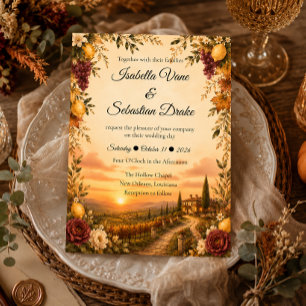 Rustic Tuscan Autumn Romance Wedding Invitation