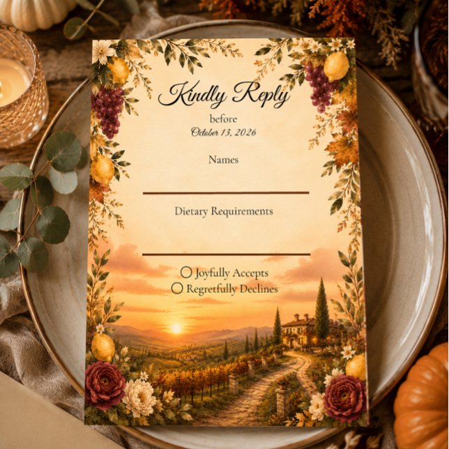 Rustic Tuscan Autumn Romance Wedding RSVP Card (Creator Uploaded)