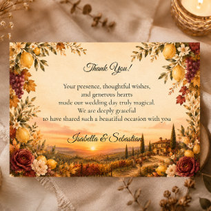 Rustic Tuscan Autumn Romance Wedding Thank You Card