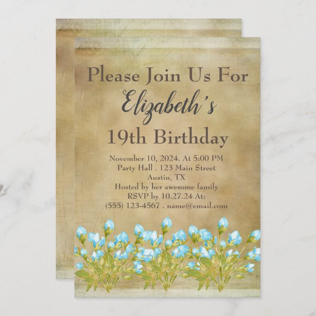 Rustic Tuscan Gold Birthday Invitation (Front/Back)