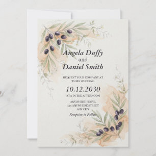 Rustic Tuscan Olive Branch Wedding Invitation