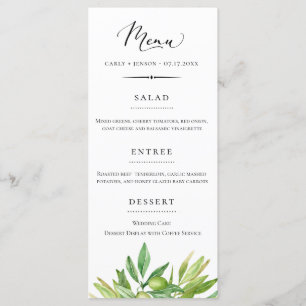 Rustic Tuscan Olive Branch Wedding Menu