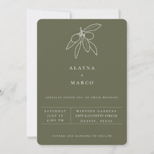 Rustic Tuscan Olive Wedding Invitation