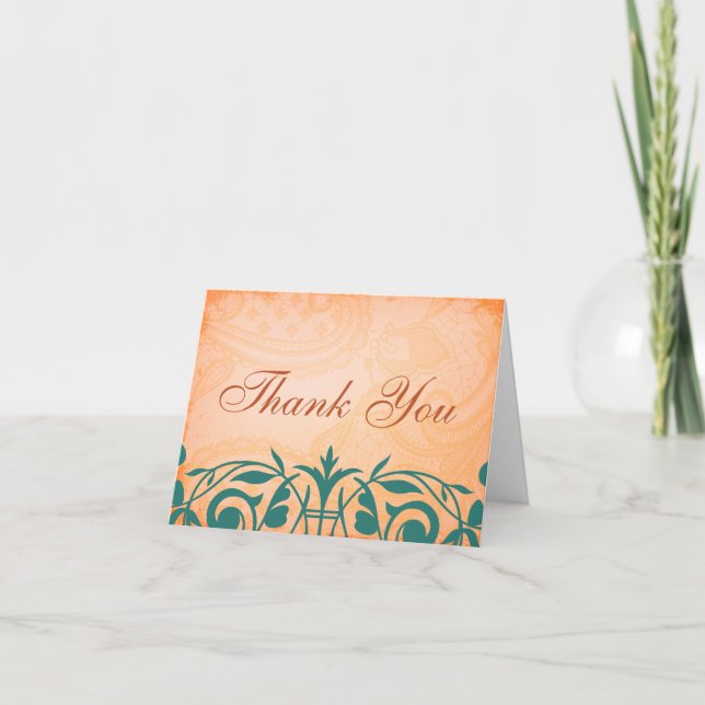 Rustic, Tuscan Teal Thank You Cards (Front)