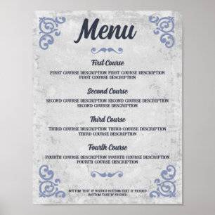 Rustic Tuscan western chef catering dinner menu Poster