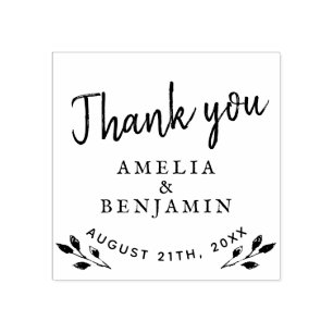 Rustic Twigs Typography Thank you Wedding Rubber Stamp