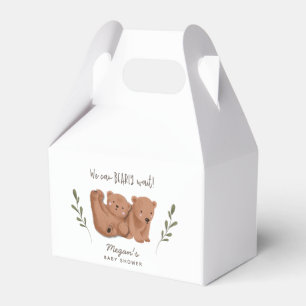 Rustic Twin Bears We Can Bearly Wait Baby Shower  Favour Box
